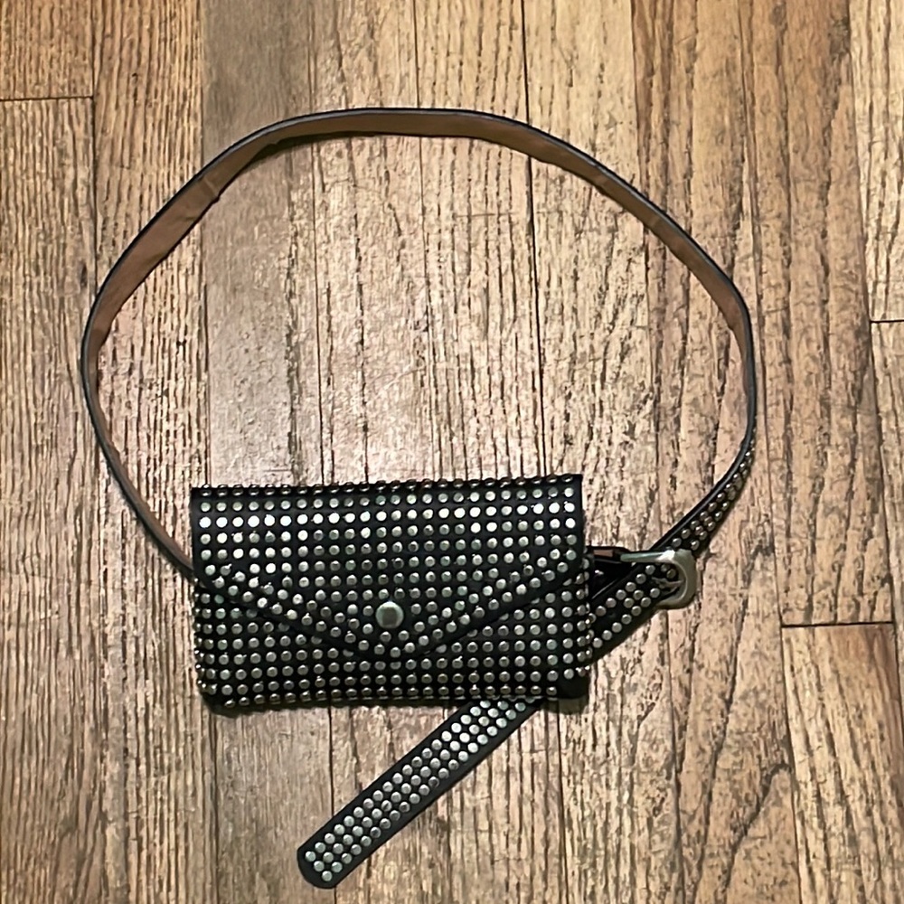 Vintage leather studded belt bag size small